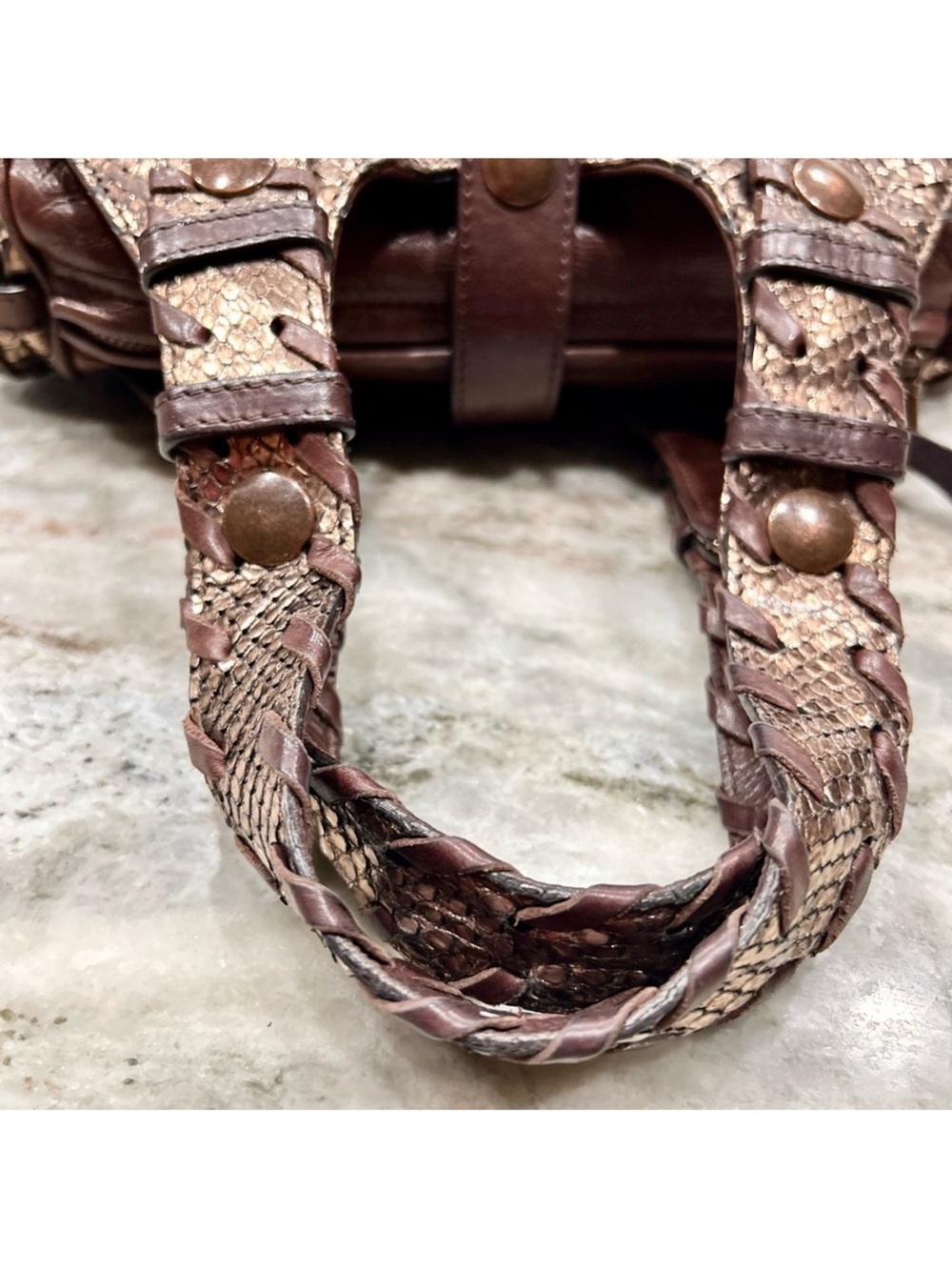 Chloe Authentic Bronze Metallic Python and Leather Silverado Bag Rare - Picture 9 of 15